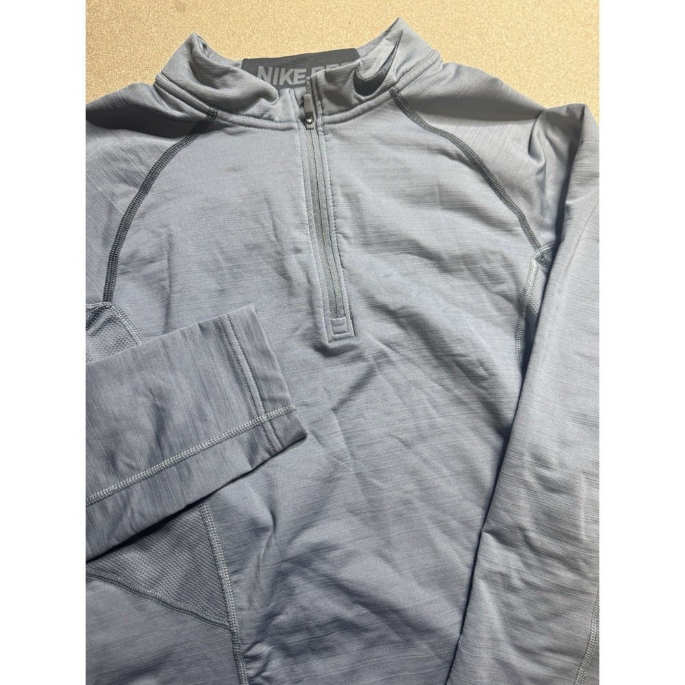 Nike Pro Womens 1/2 Zip Pullover Dri Fit Long Sleeve Black/Gray‎ Size S $89